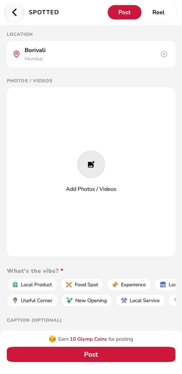 Posting a Spot in the Glymp app