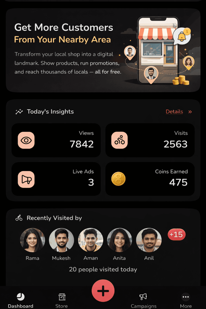 Glymp Business App Dashboard