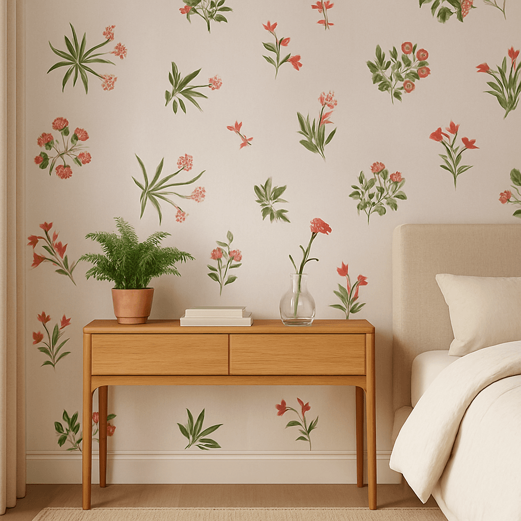 Floral Botanical Wallpaper - Pale Pink
