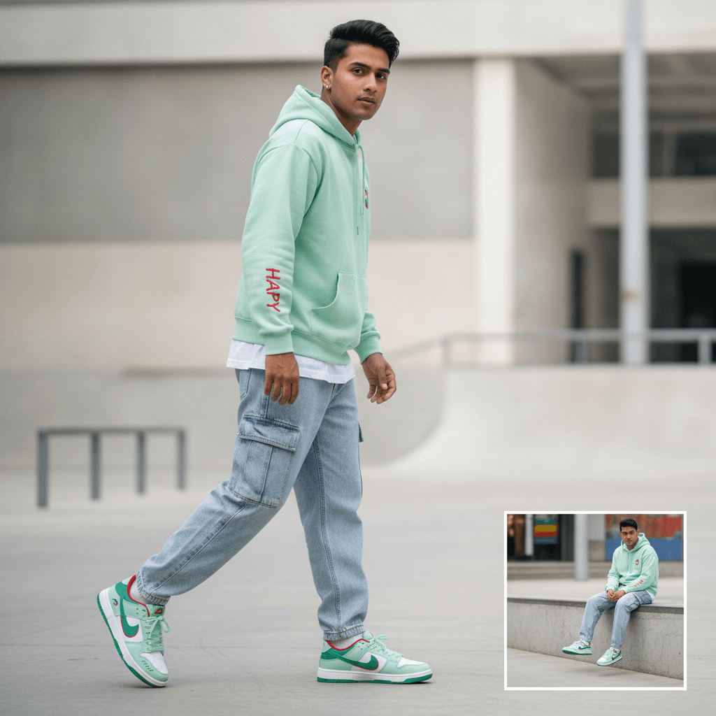 Mint Green and Red Casual Sneakers