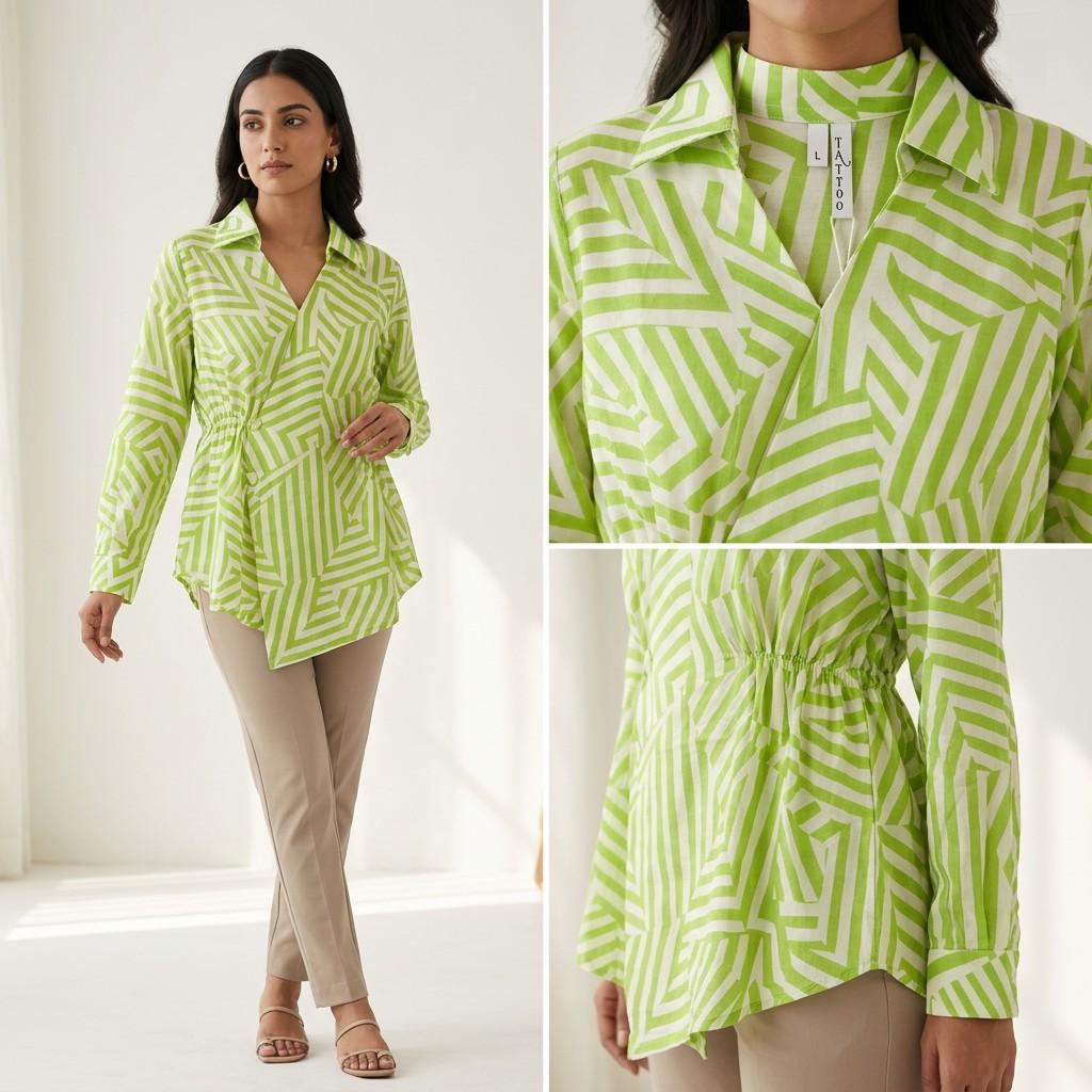 Green Geometric Print Tunic - Single Variant