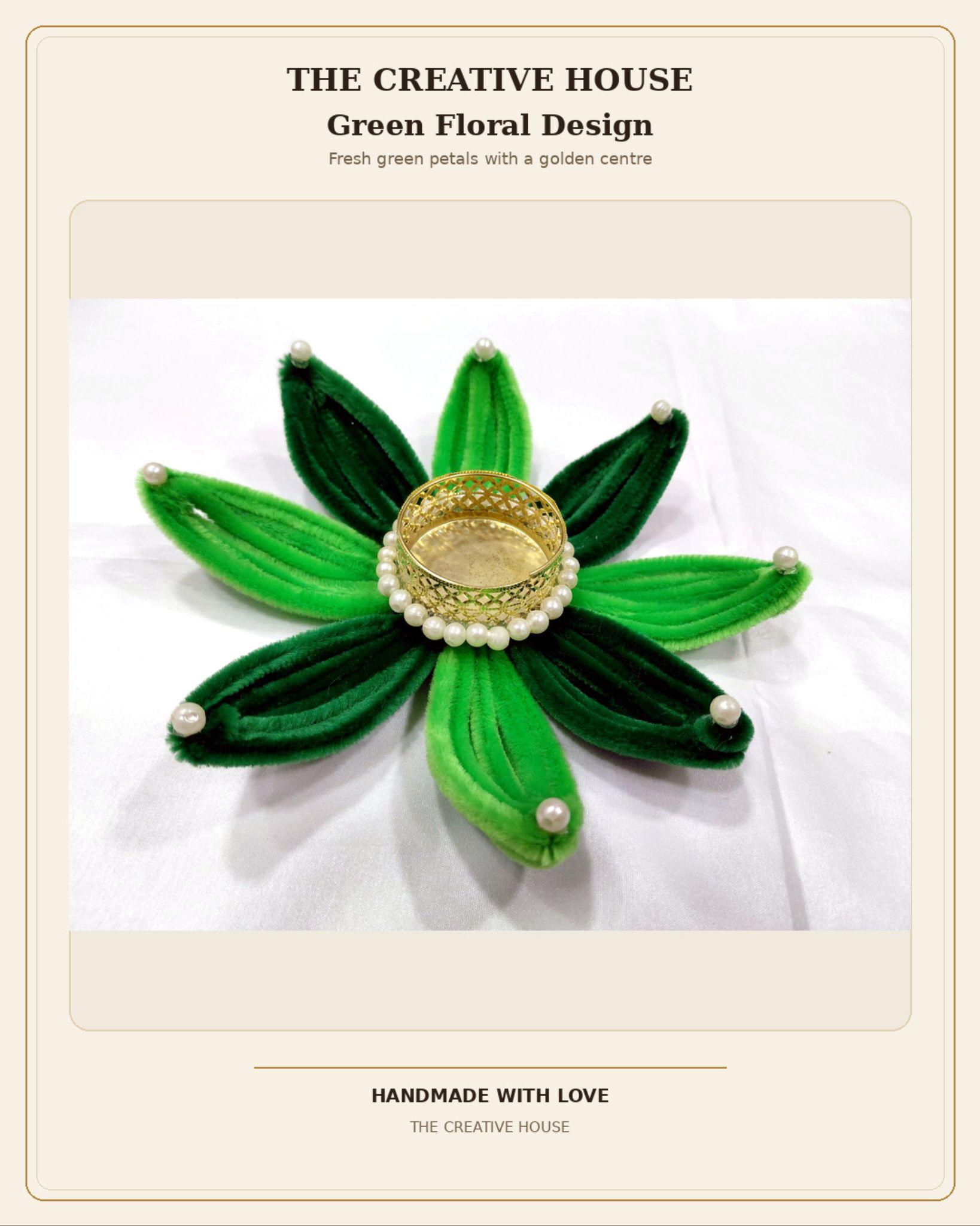 Green Floral Diya Holder