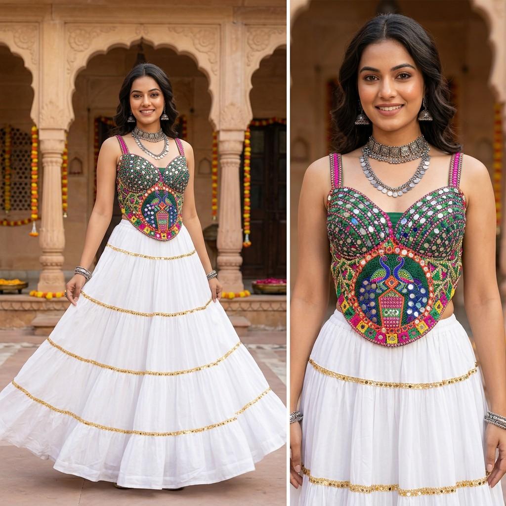 Multi-color Embroidered Mirror Work Set