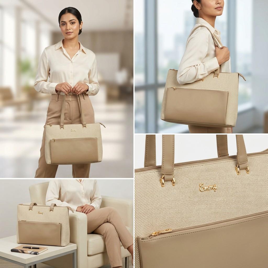Beige Structured Tote