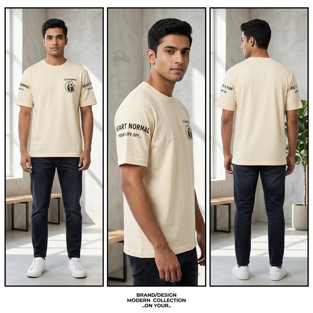 Cream Graphic Print T-Shirt