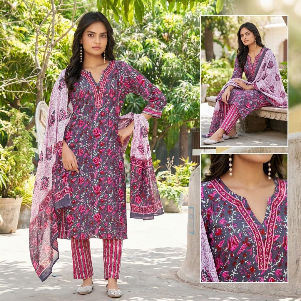 Floral Printed Kurta & Dupatta Set