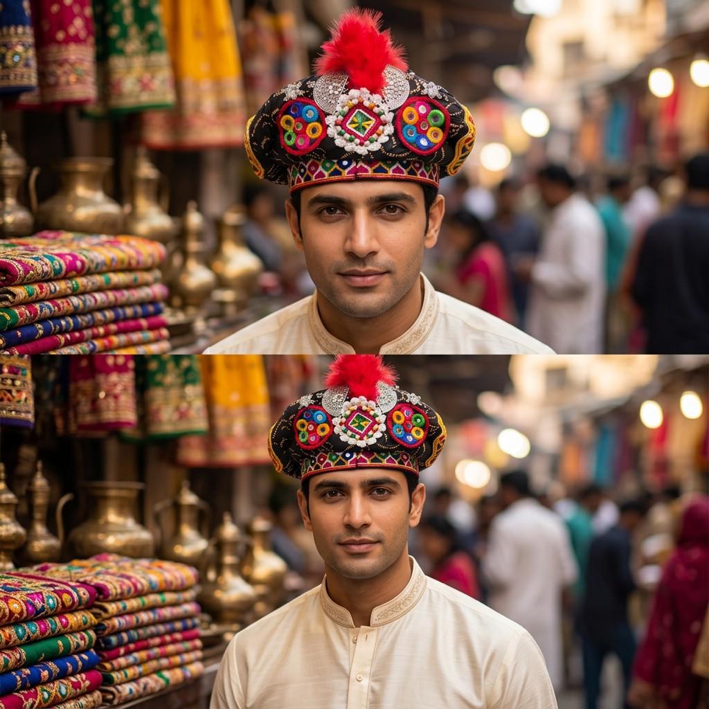 Multi-color Embroidered Traditional Cap