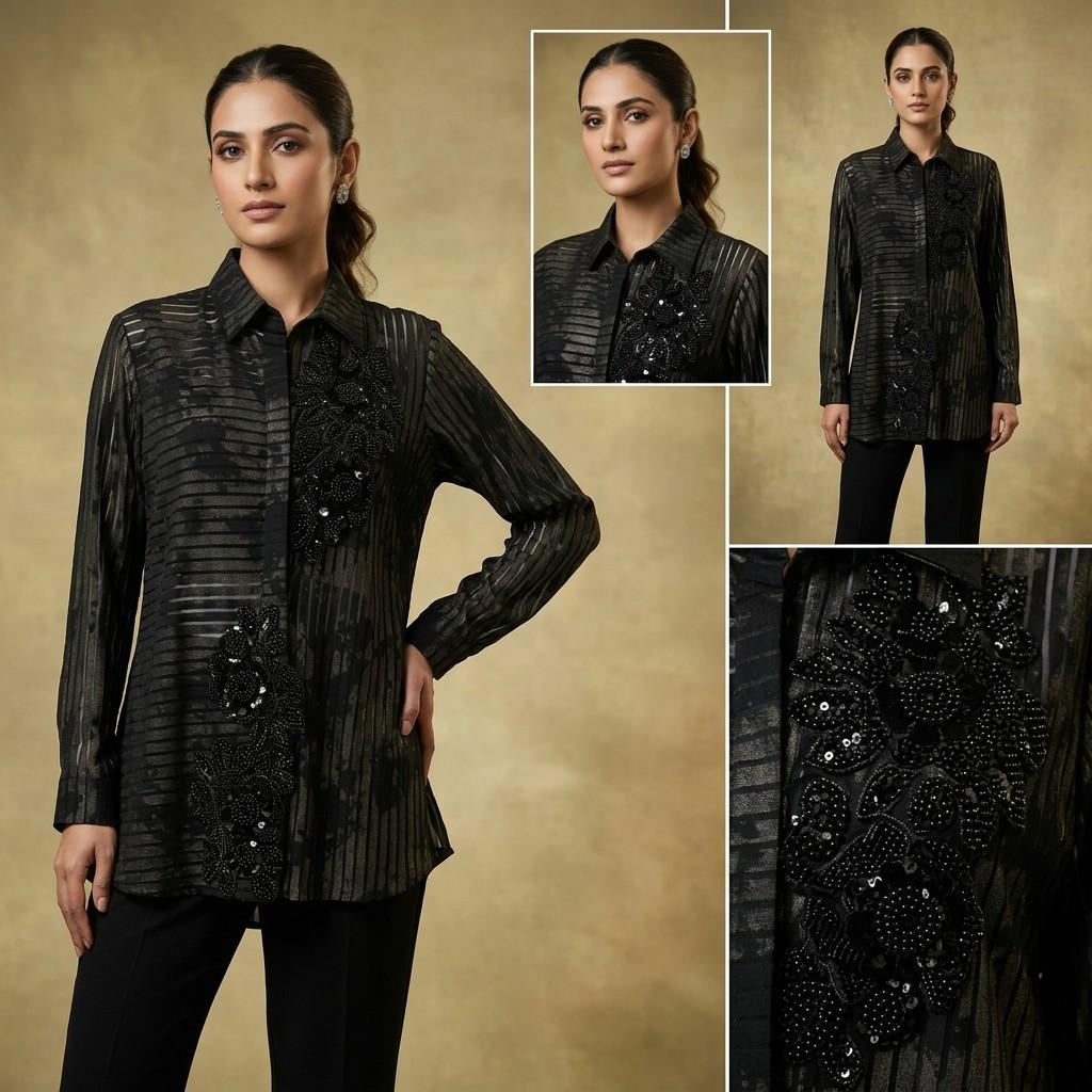 Black Embellished Tunic - Single Size/Variant