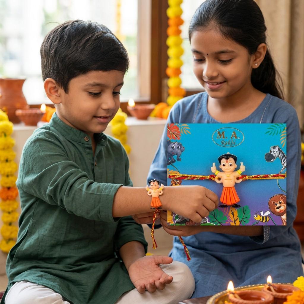 Ganesha Plastic Charm Rakhi on Card