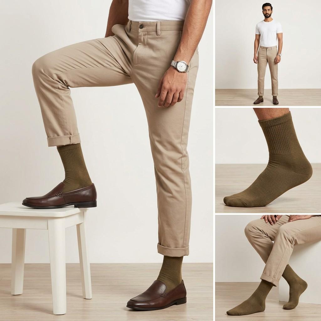 Crew Length Socks - Olive Brown
