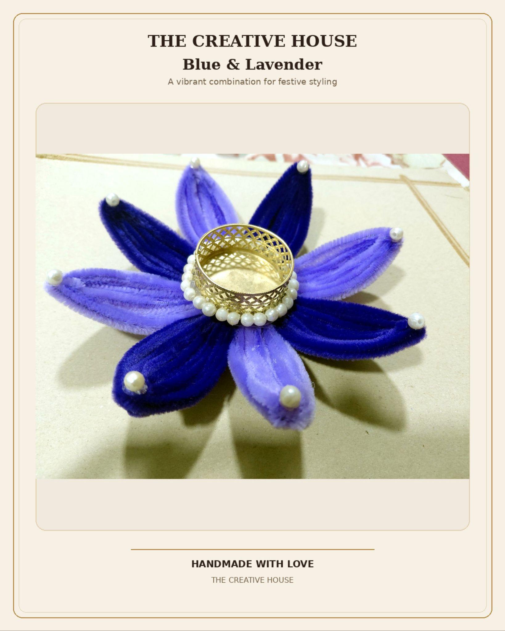 Blue & Lavender Flower Diya Holder