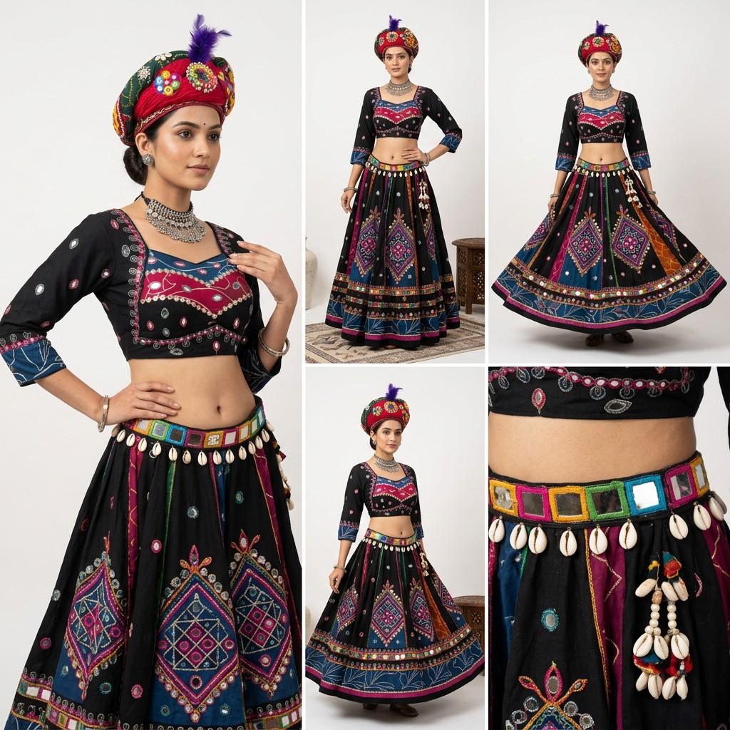 Black Mirror-Work Lehenga Choli (Single Set)