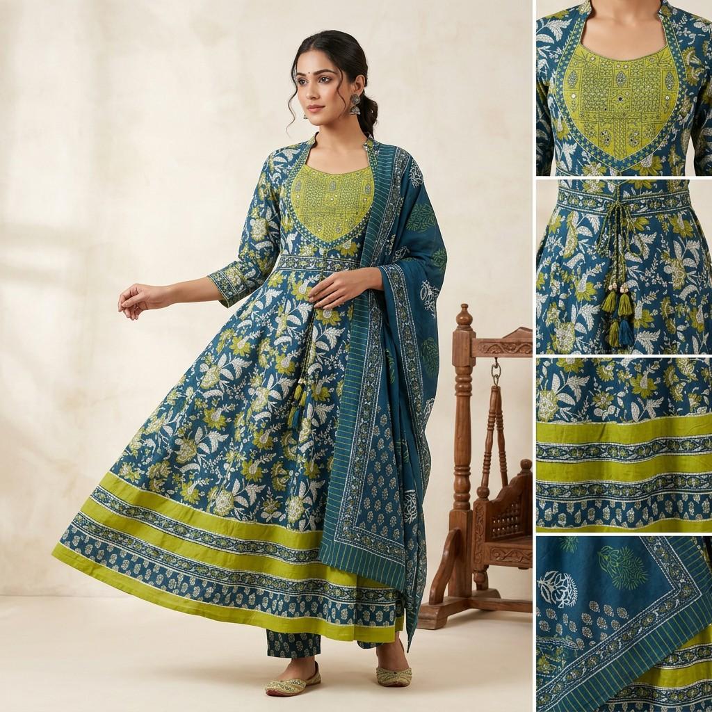 Floral Anarkali Dress (Set)