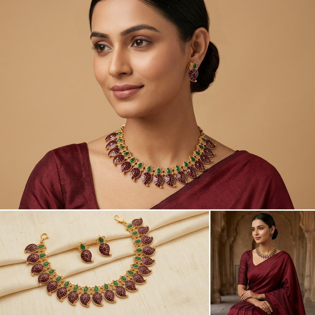 Set - Necklace with Matching Stud Earrings