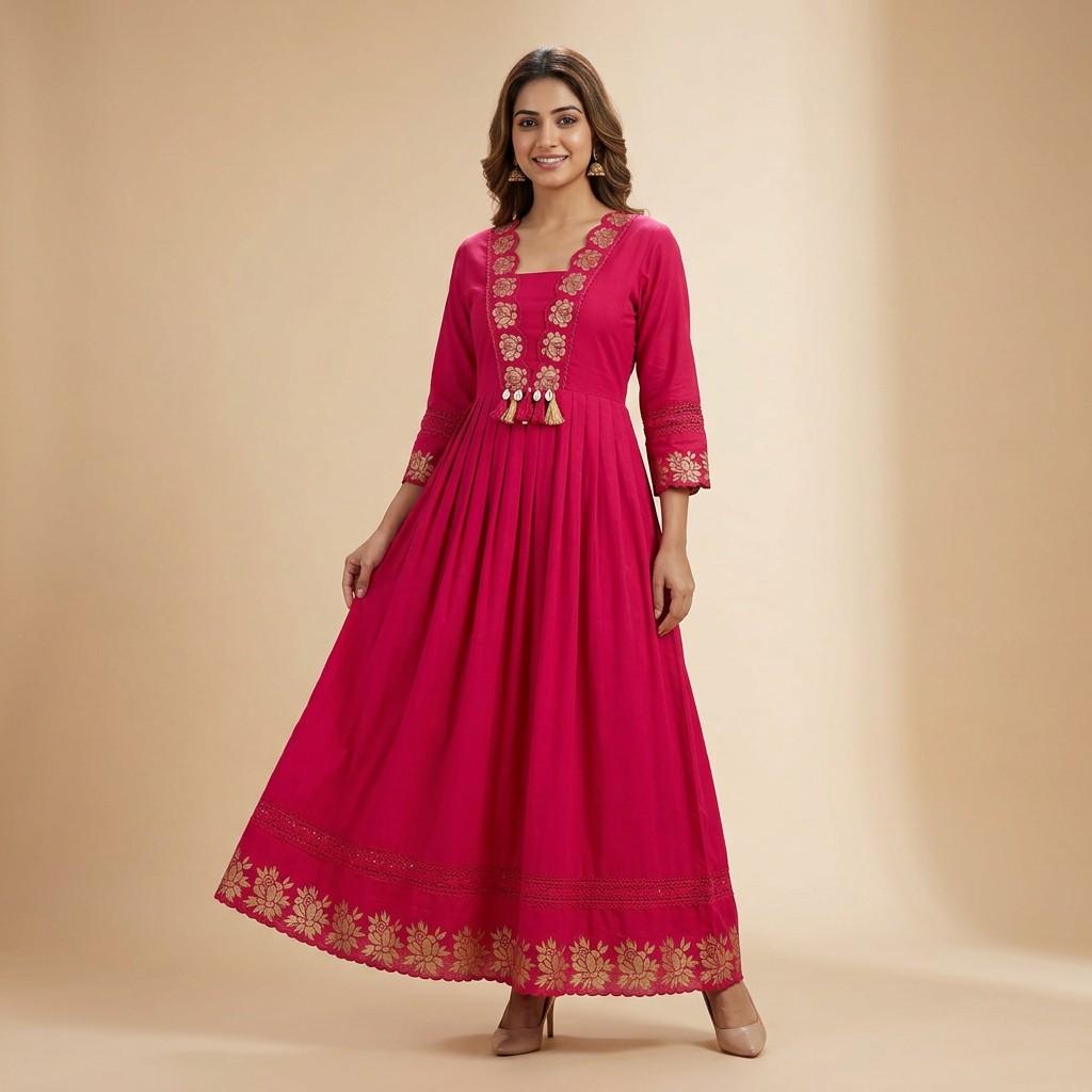 Fuchsia Embroidered Anarkali - Single Variant