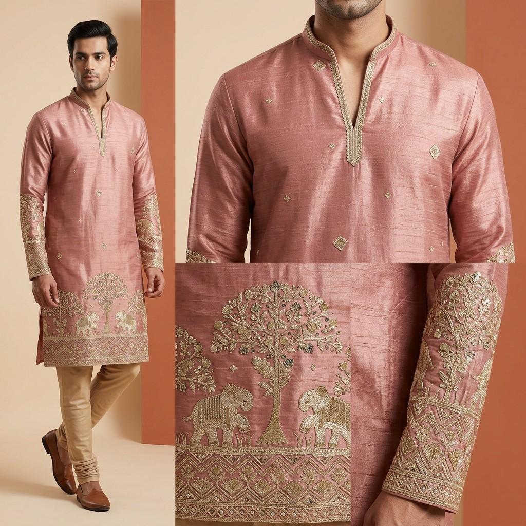 Dusty Rose Embroidered Kurta