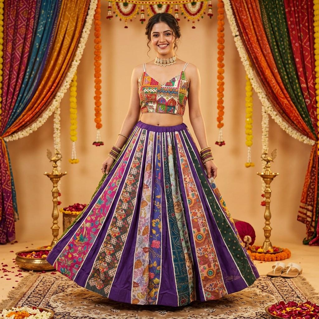 Multi-color Patchwork Lehenga Choli Set
