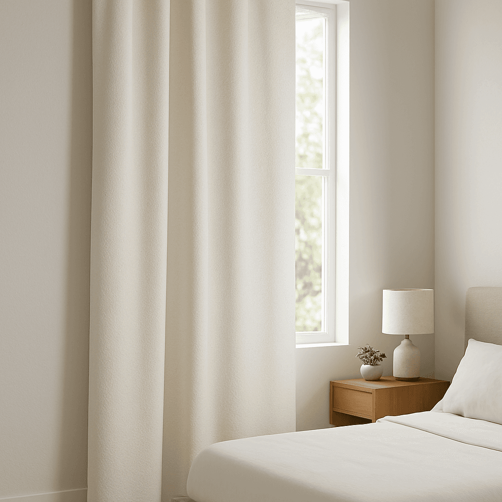 Off-White Textured Curtain Panel - Single