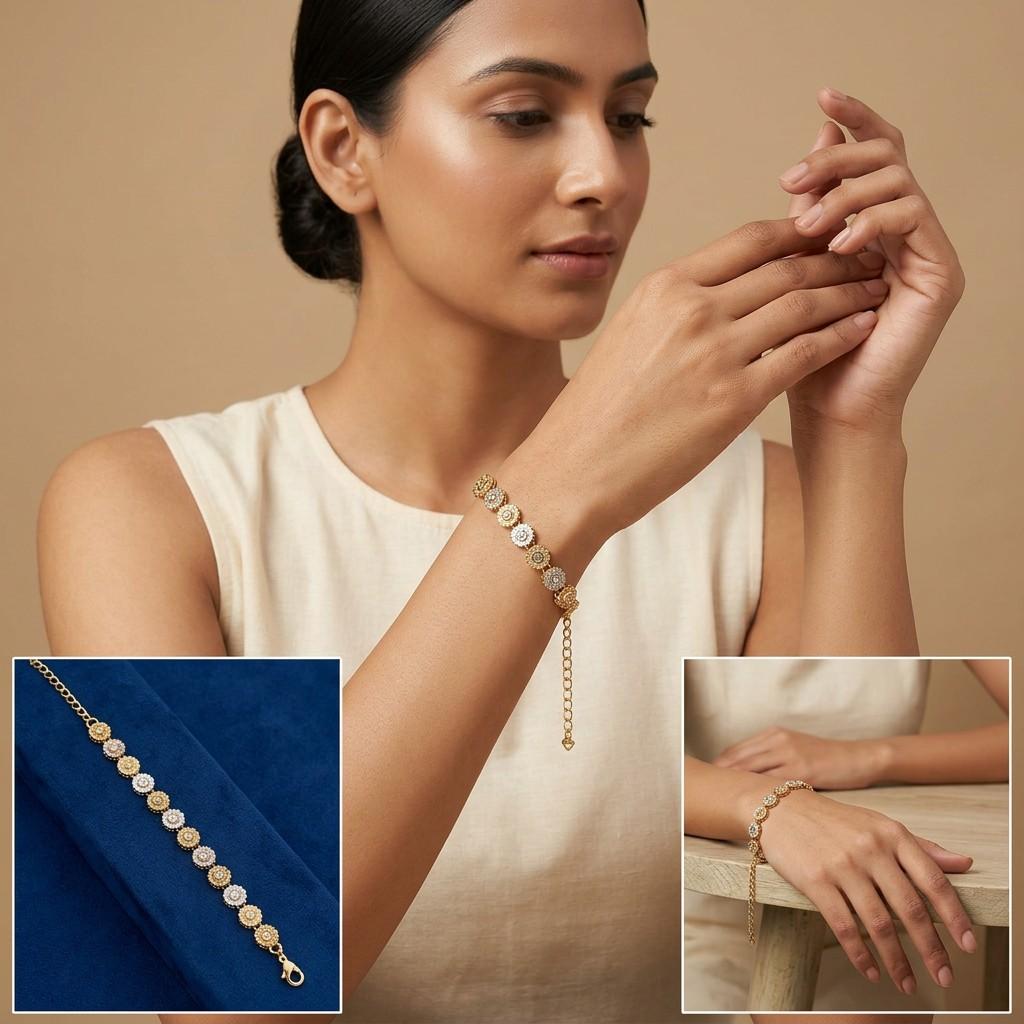 Gold-tone Floral Bracelet - Adjustable