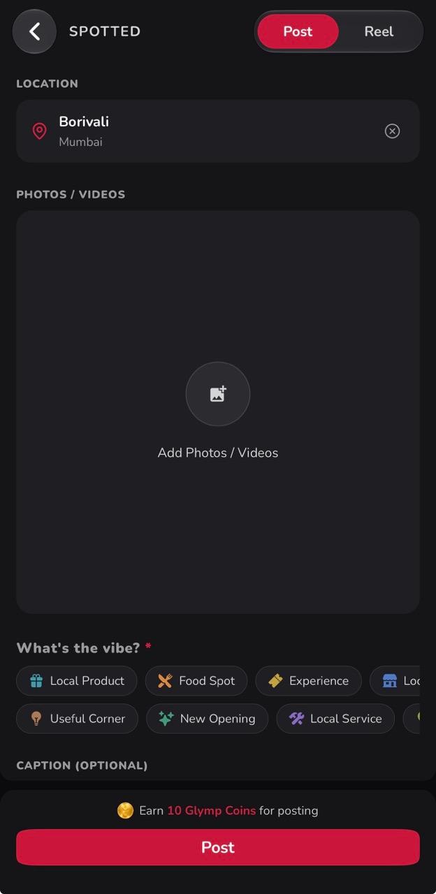 Posting a Spot in the Glymp app