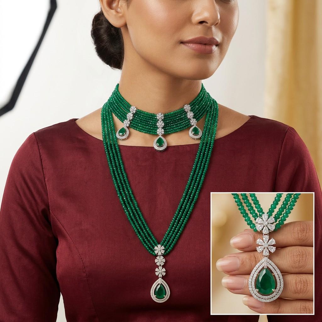 Single variant - multi‑strand choker + long necklace