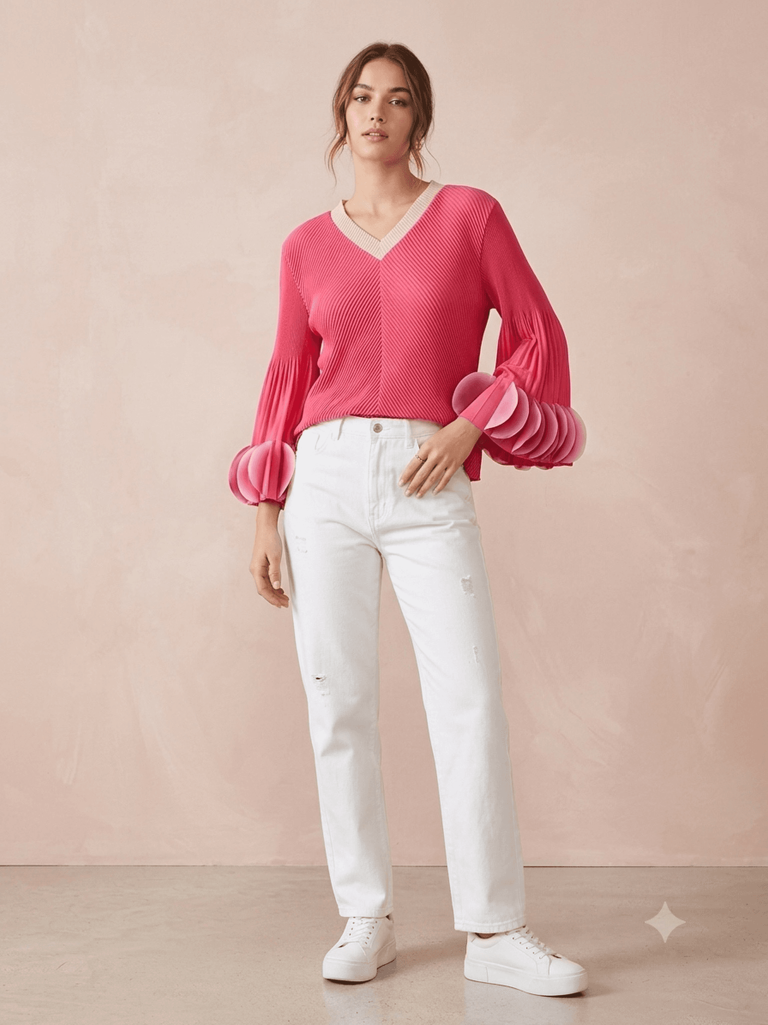 Hot Pink Pleated Top