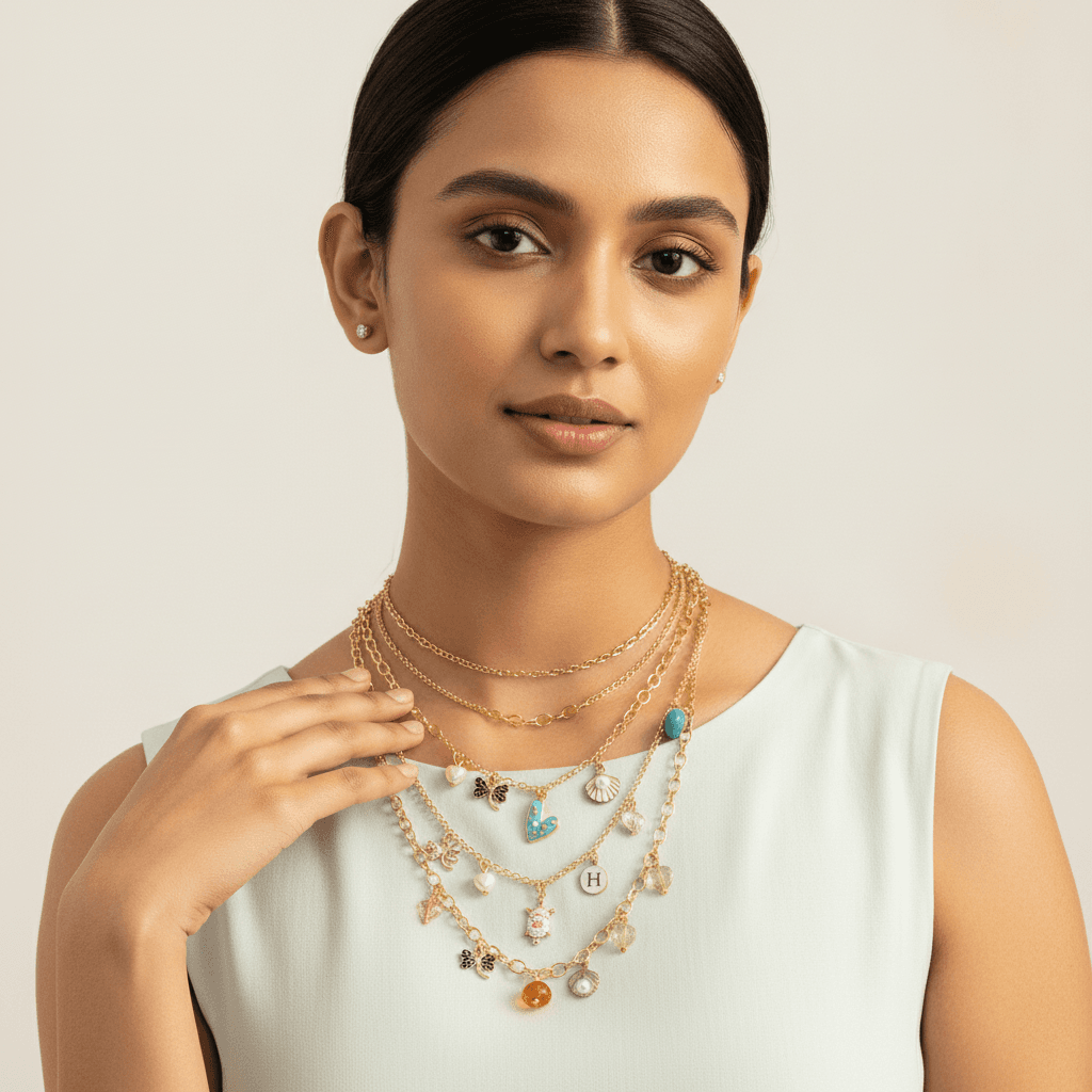 Multi-Charm Gold-Toned Necklaces