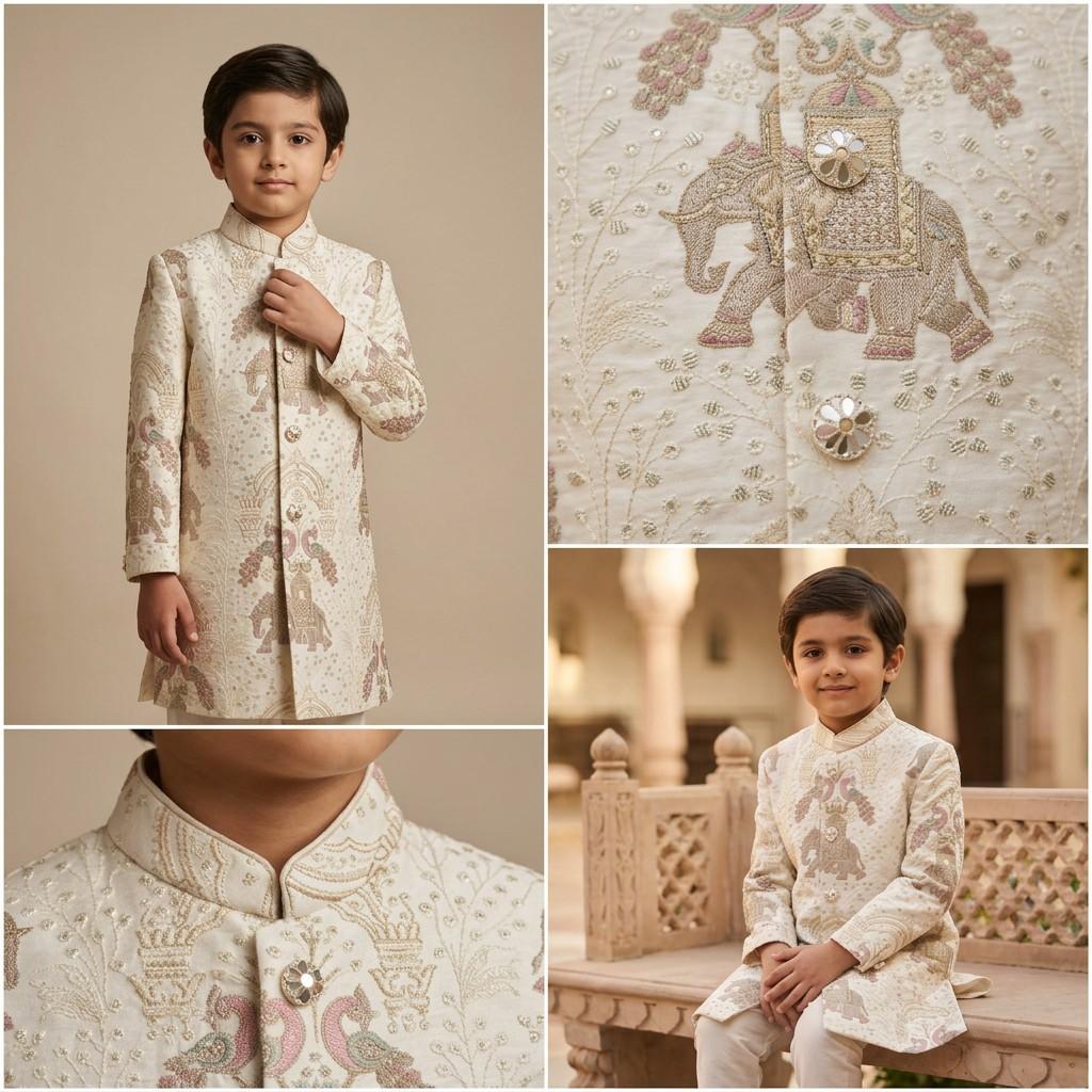 Ivory Embroidered Sherwani - Single Size