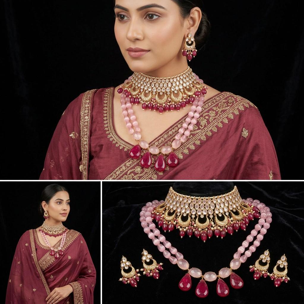 Choker + Long Necklace Set (Earrings Included)